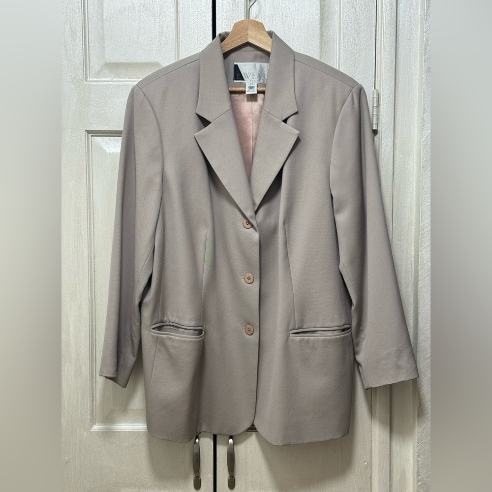 Vintage E Wear Beige Wool Women Size 20Petites Blazer